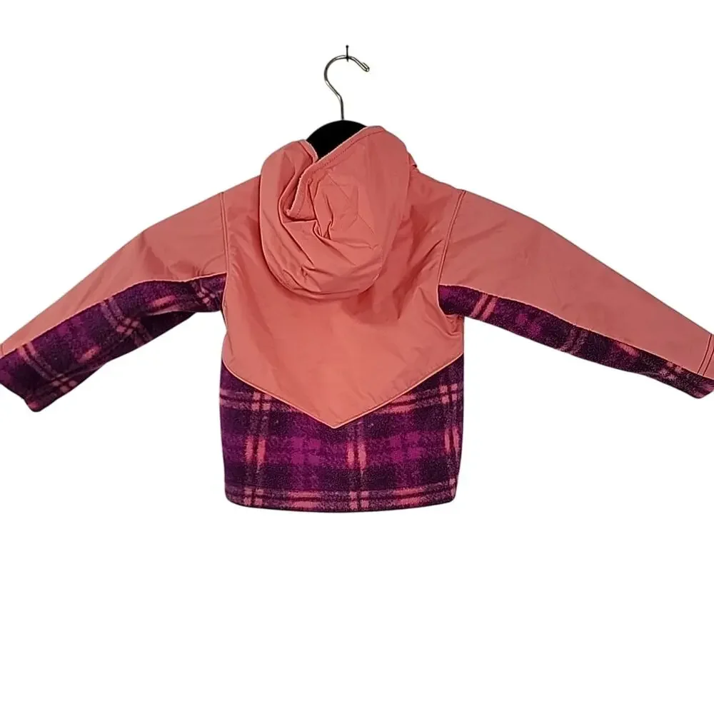 Columbia Girls Jacket 2T Hooded Fleece Plaid‎ Pink Purple Toddler Coat